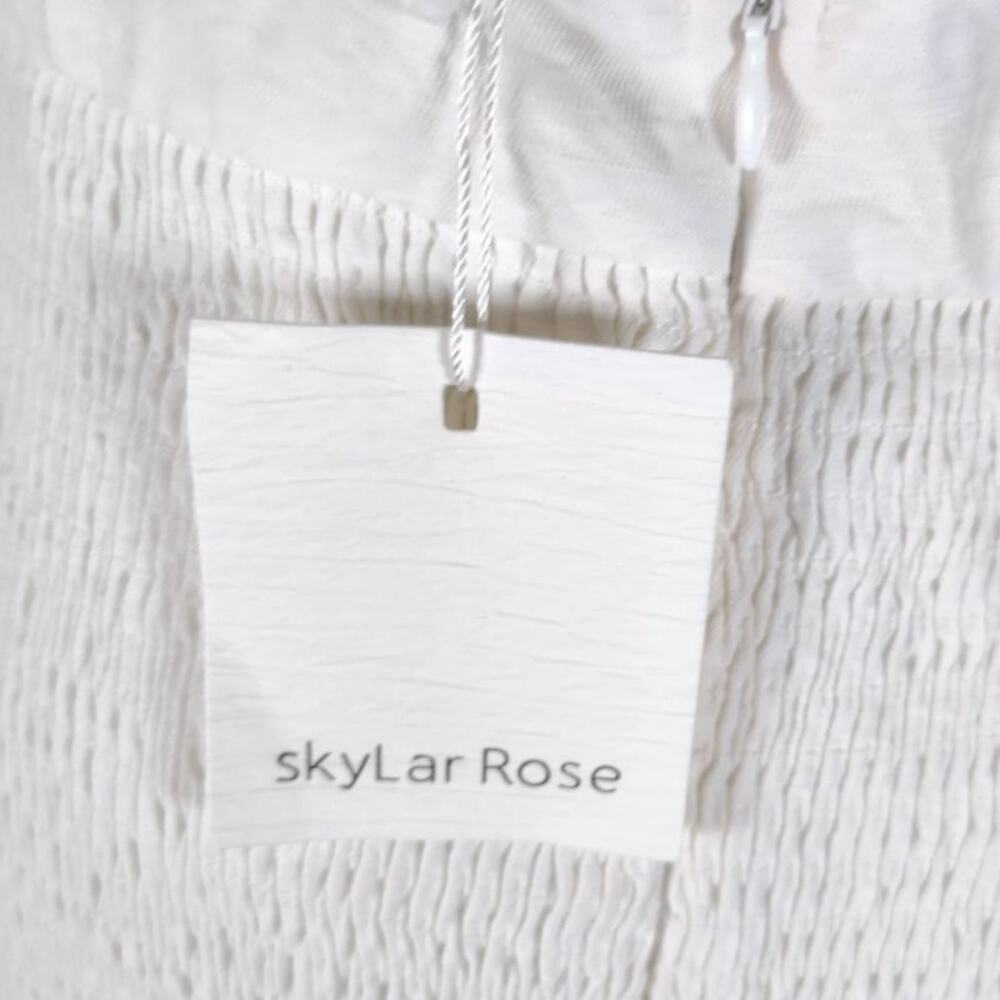 White Nap Dress Cottagecore Coquette Maxi Puff Sleeve Open Back L Skylar Rose - Picture 14 of 16